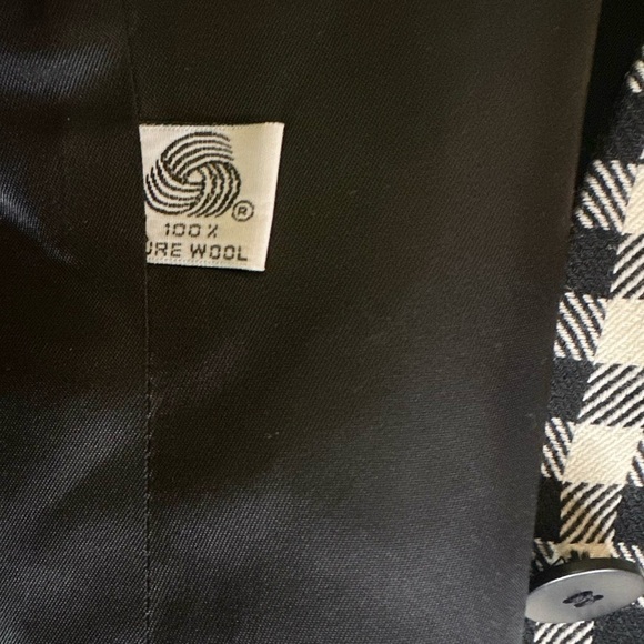 Jones New York Vintage Checkered Long Length One Button Blazer 100% Pure Wool - Picture 5 of 7